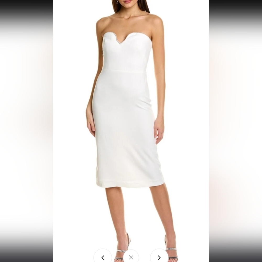 Monique Lhuillier Strapless Midi Dress
